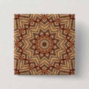 Badge Carré 5 Cm Mandala de l'étoile kaléidoscope motif ambre