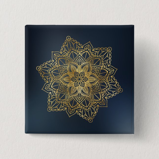 Badge Carré 5 Cm Mandala d'or (Devant)