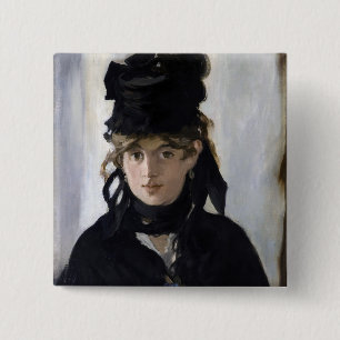 Badge Carré 5 Cm Manet - Berthe Morisot with a bouquet of violets