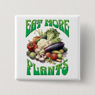 Badge Carré 5 Cm Manger plus Plante Végétarien
