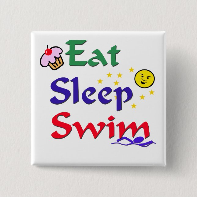 Badge Carré 5 Cm Mangez le bain de sommeil (Devant)