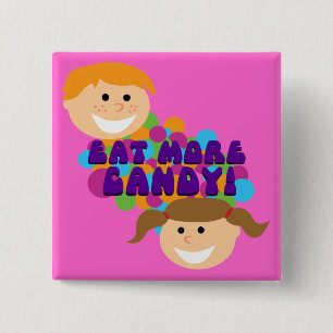 Badge Carré 5 Cm Mangez Plus Candy Retro Enfants