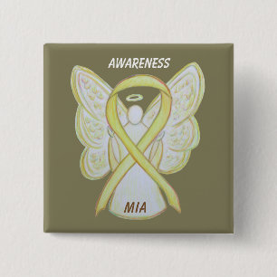 Badge Carré 5 Cm Manquant dans l'action (MIA) Sensibilisation Ruban