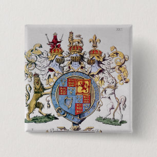Badge Carré 5 Cm Manteau des bras du Roi James I de l'Angleterre