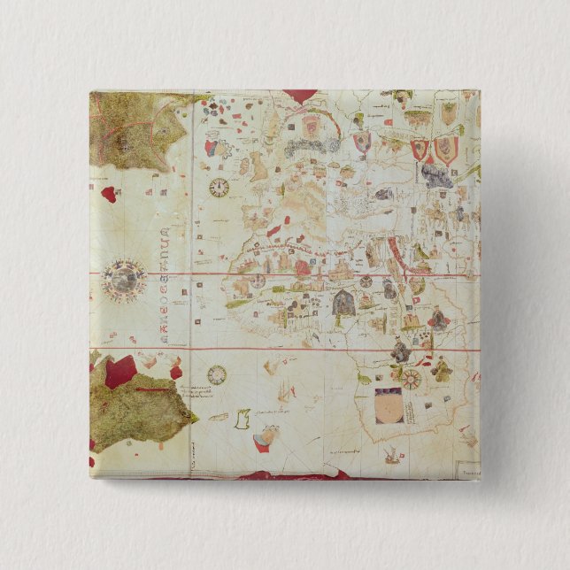 Badge Carré 5 Cm Mappa Mundi, 1502 (Devant)