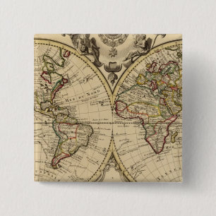 Badge Carré 5 Cm Mappemonde