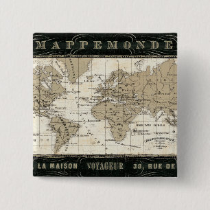 Badge Carré 5 Cm Mappemonde