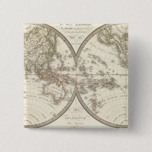 Badge Carré 5 Cm Mappemonde - Carte du monde