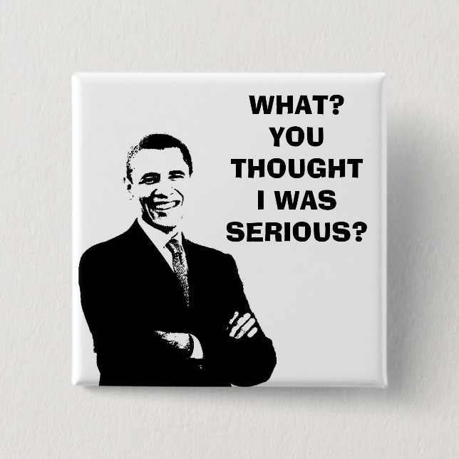 BADGE CARRÉ 5 CM MARCHANDISES D'OBAMA (Devant)