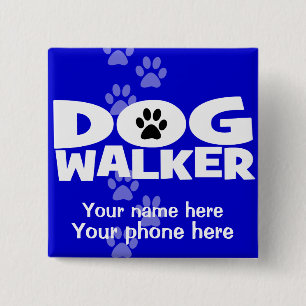 Badge Carré 5 Cm Marche de chien et promotion de marcheur de chien