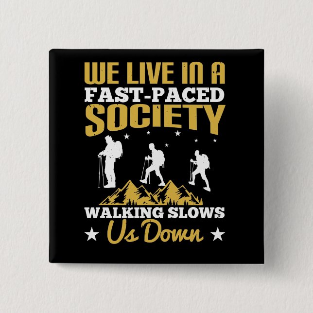 Badge Carré 5 Cm Marche - Nous Ralentit (Devant)