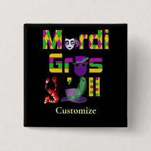 Badge Carré 5 Cm Mardi Gras Y'all Thunder_Cove