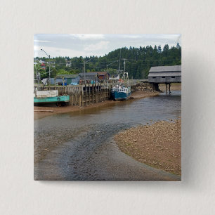 Badge Carré 5 Cm Marée basse dans la baie de Fundy à St. Martins,