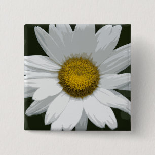 Badge Carré 5 Cm Marguerite blanche simple