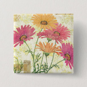 Badge Carré 5 Cm Marguerites décoratives