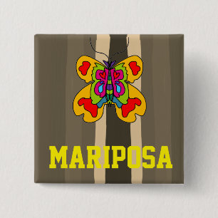 Badge Carré 5 Cm mari[posa bouton de dessin animé