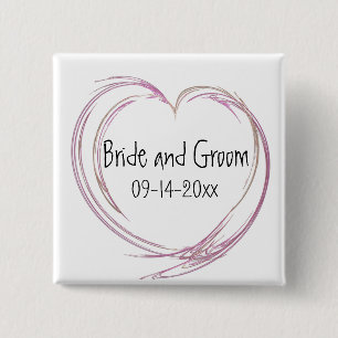 Badge Carré 5 Cm Mariage Abstrait rose