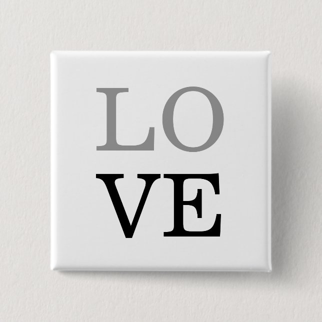 Badge Carré 5 Cm Mariage Amour Script Noir Gris  (Devant)