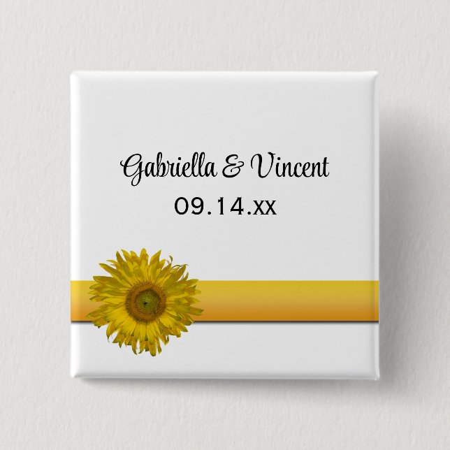 Badge Carré 5 Cm Mariage de bande de tournesol (Devant)