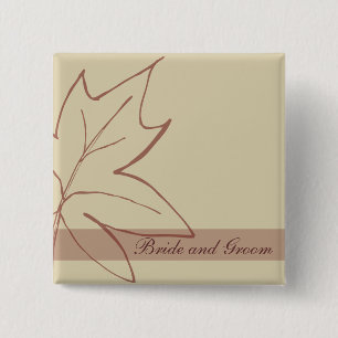 Badge Carré 5 Cm Mariage de la feuille d'érable automne
