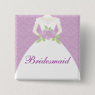 Badge Carré 5 Cm Mariage de lavande robe fête de mariée
