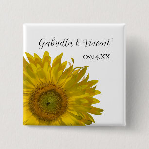 Badge Carré 5 Cm Mariage de tournesol jaune