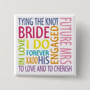Badge Carré 5 Cm Mariage des sentiments de mariée