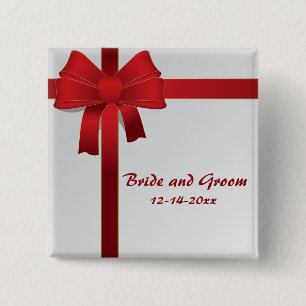 Badge Carré 5 Cm Mariage d'hiver des Red Bows