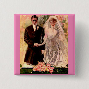 Badge Carré 5 Cm mariage édouardien 1906