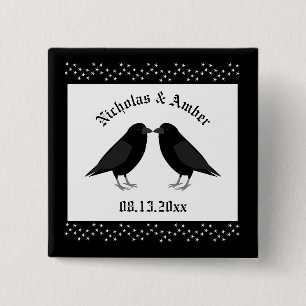 Badge Carré 5 Cm Mariage gothique Baiser Ravens Personnalisé