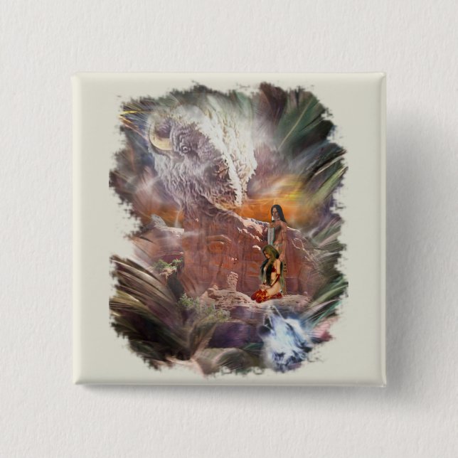 Badge Carré 5 Cm Mariage indien américain Night Vignette (Devant)
