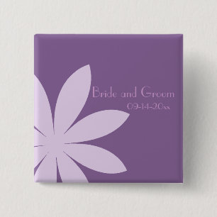 Badge Carré 5 Cm Mariage Purple Daisy