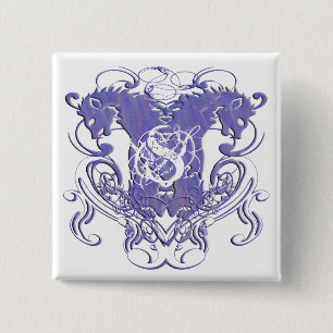 Badge Carré 5 Cm Mariage Renaissance Lion Rampant