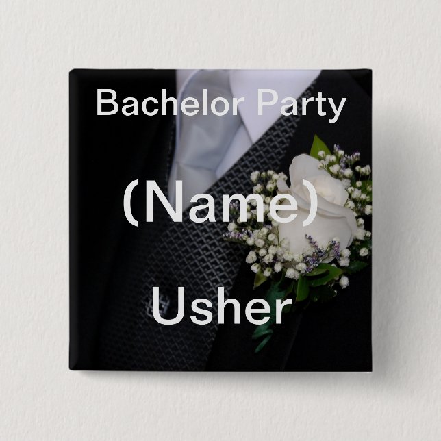 Badge Carré 5 Cm Mariage Usher (Devant)