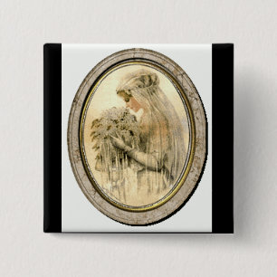 Badge Carré 5 Cm Mariage Vintage Mariée Shower Victoriens