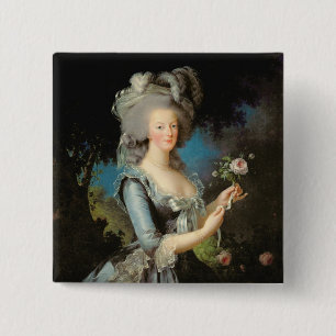 Badge Carré 5 Cm Marie Antoinette avec un rose, 1783
