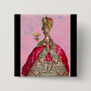 Badge Carré 5 Cm Marie Antoinette Les Laisse Manger Du Gâteau