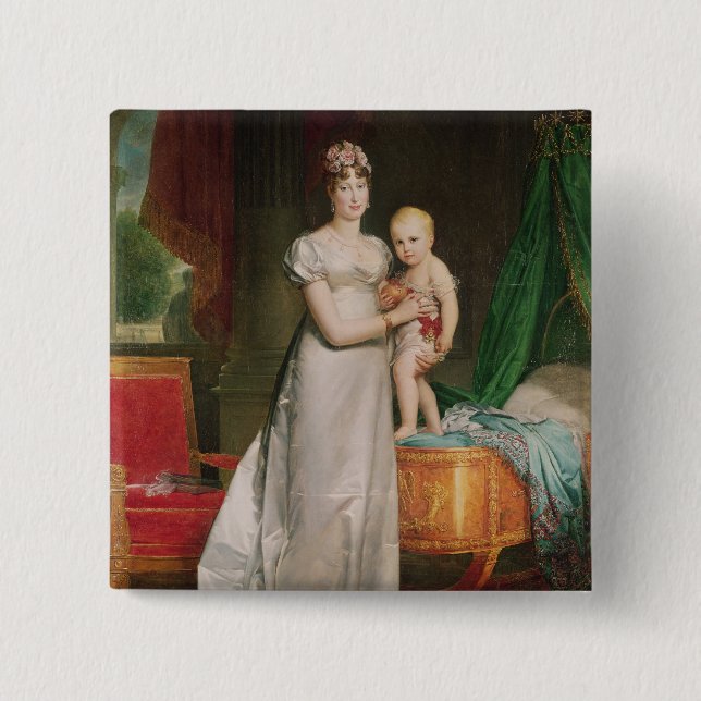 Badge Carré 5 Cm Marie Louise et roi de Rome (Devant)