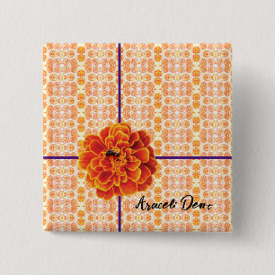 Badge Carré 5 Cm Marigolds et Bee