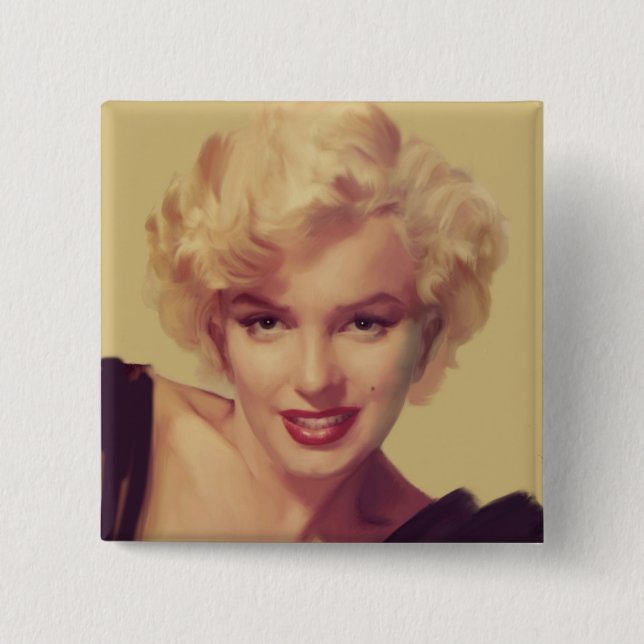 Badge Carré 5 Cm Marilyn en noir (Devant)