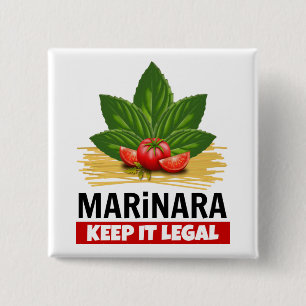 Badge Carré 5 Cm Marinara Garder Légal Basique Tomates Spaghetti