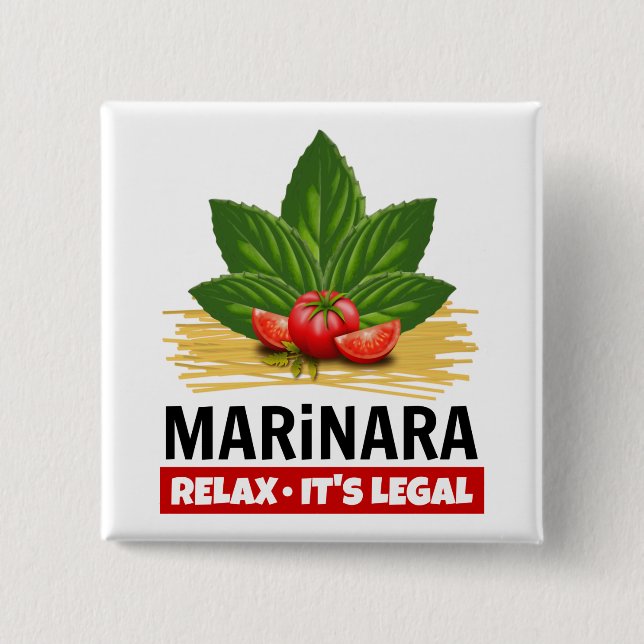 Badge Carré 5 Cm Marinara Relax C'est légal Basil Tomates Spaghetti (Devant)