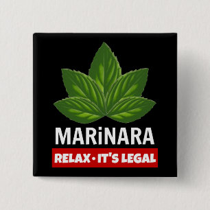 Badge Carré 5 Cm Marinara Relax It's Legal Basil Leaves Food Humor