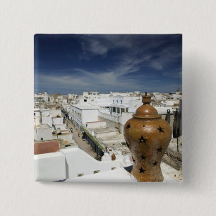 Badge Carré 5 Cm MAROC, Côte Atlantique, ESSAOUIRA : Vue élevée