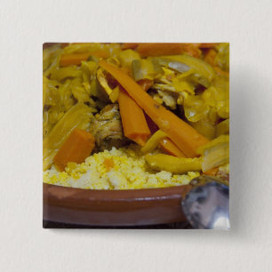 Badge Carré 5 Cm Maroc, Tétouan. Menu traditionnel marocain de