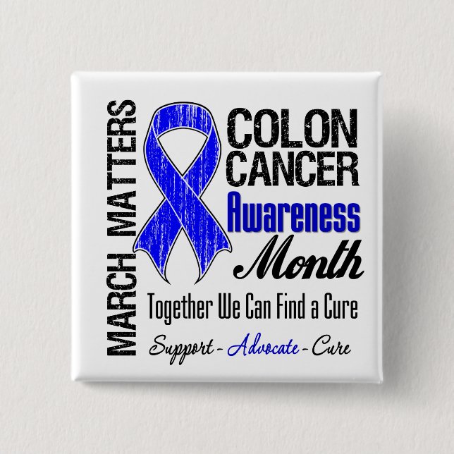 Badge Carré 5 Cm Mars Matters - Colon Cancer Awareness Mois (Devant)