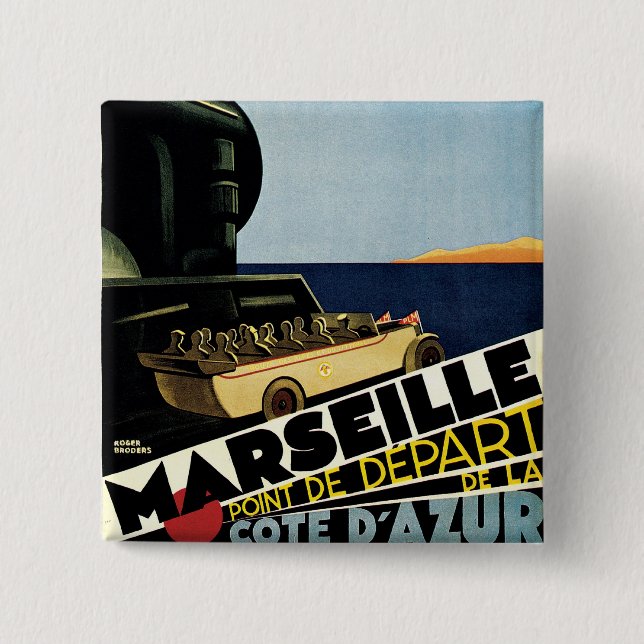 Badge Carré 5 Cm Marseille ~ Côte d'Azur (Devant)