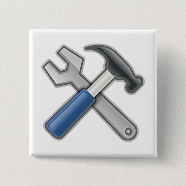 Badge Carré 5 Cm Marteau et Wrench (Devant)