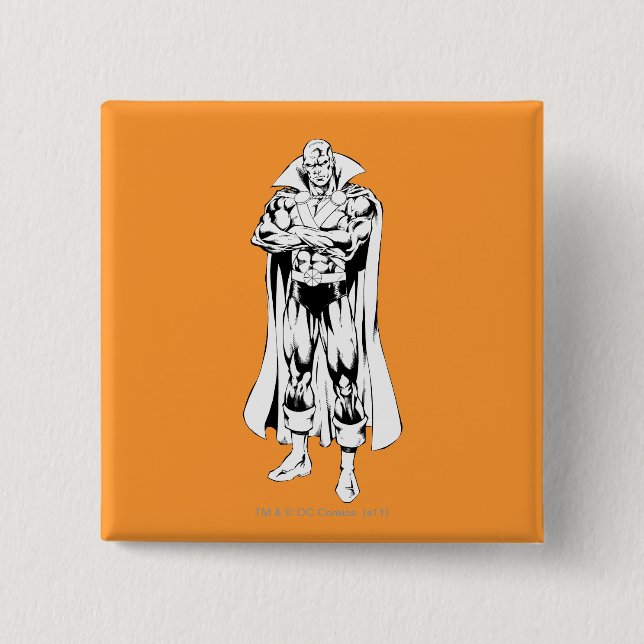 Badge Carré 5 Cm Martian Manhunter, un plan d'ensemble (Devant)