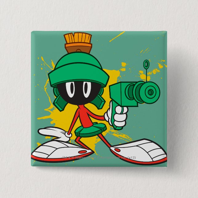 Badge Carré 5 Cm MARVIN LE MARTIAN™ avec laser (Devant)